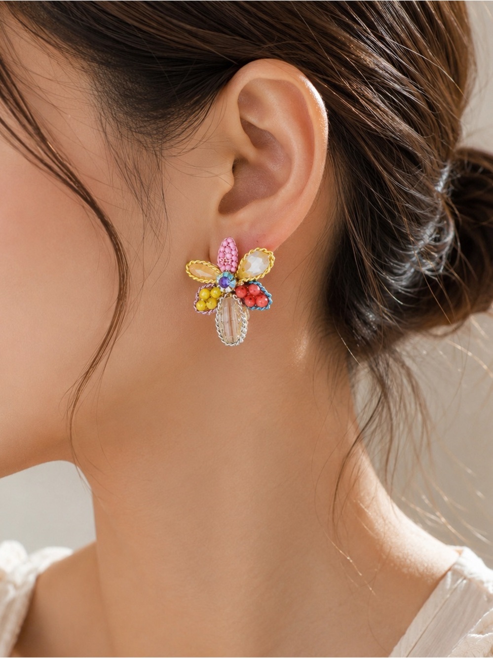 Floral Colorful Crystal Women earrings